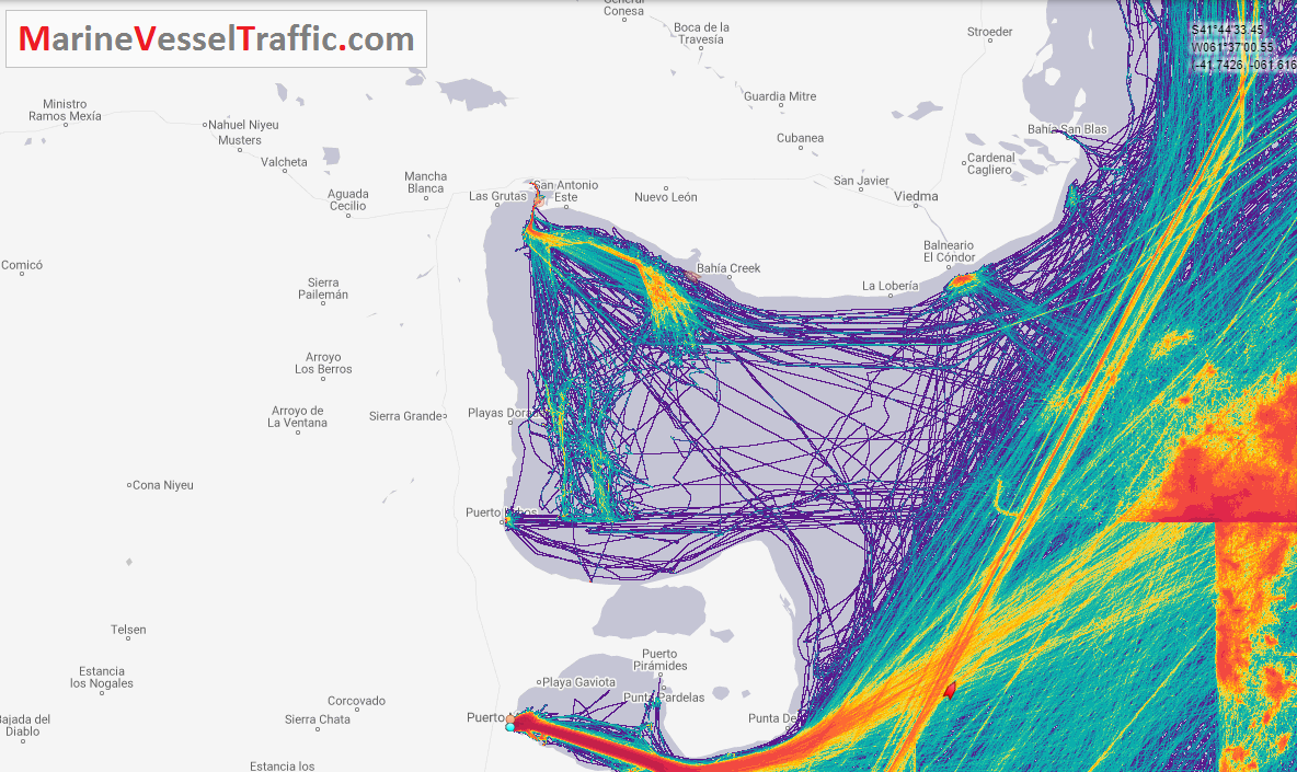 Live Marine Traffic, Density Map and Current Position of ships in SAN MATIAS GULF 